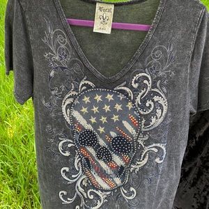 Western top, skull beaded design, black washed.  Size L